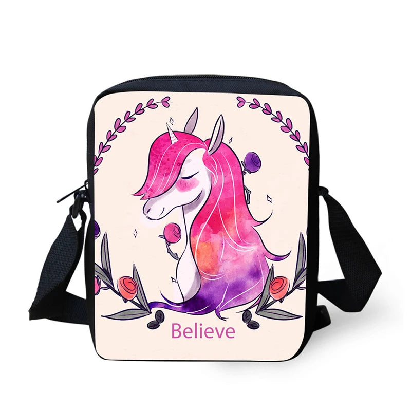 Unicorn Printed Mini Crossbody Bag for Women