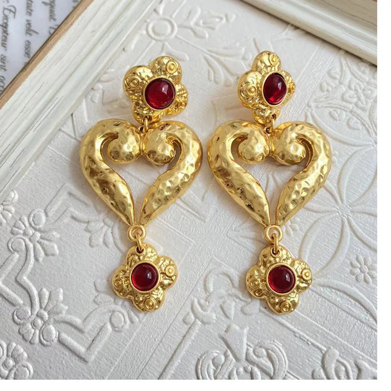 Medieval Vintage Stud Earrings Retro Big Complex