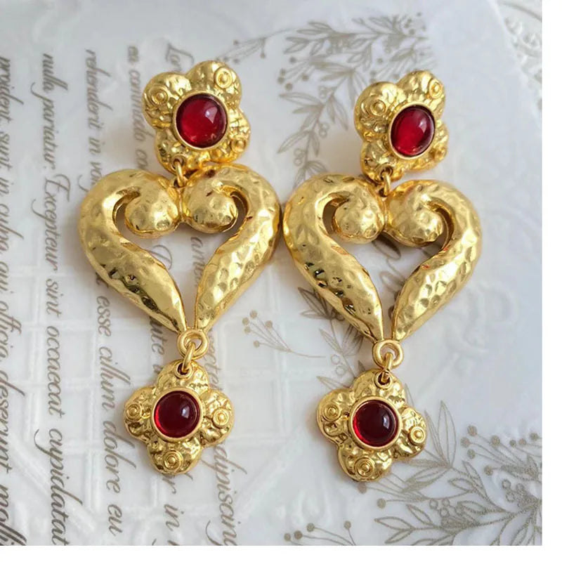 Medieval Vintage Stud Earrings Retro Big Complex