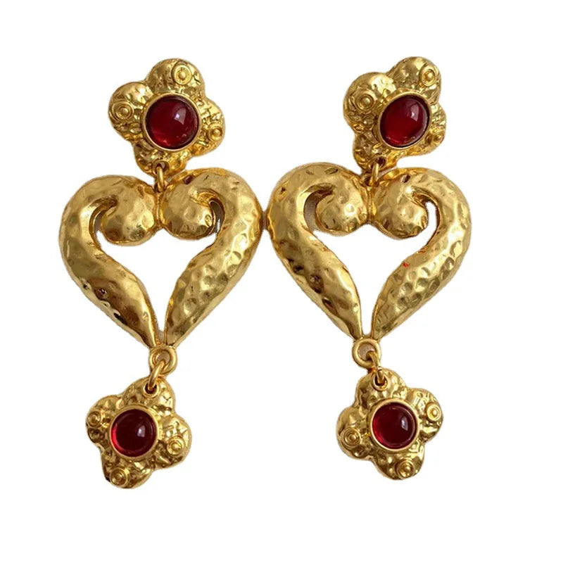 Medieval Vintage Stud Earrings Retro Big Complex