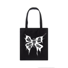 Gothic Skull Butterfly Print Canvas Bag Tote High Street Shopper Bag