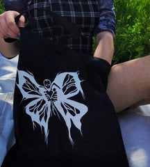 Gothic Skull Butterfly Print Canvas Bag Tote High Street Shopper Bag