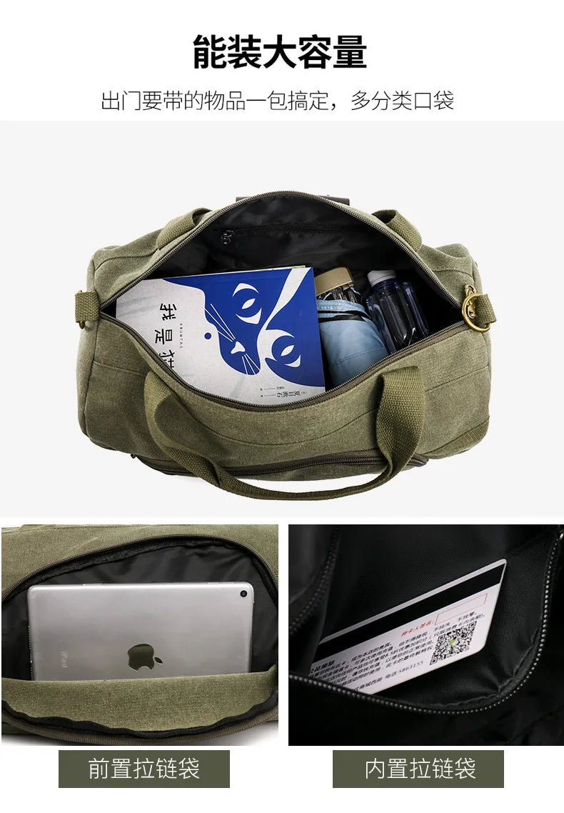 Canvas Gym Bag Travel Weekender Sports Backpack