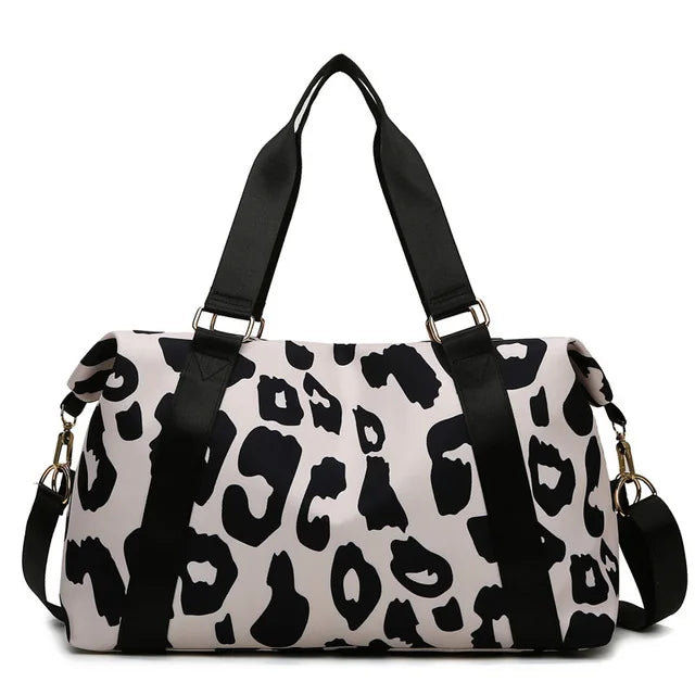 Leopard Print Gym Bag Women Waterproof Tote Fitness Handbag