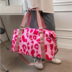 Leopard Print Gym Bag Women Waterproof Tote Fitness Handbag