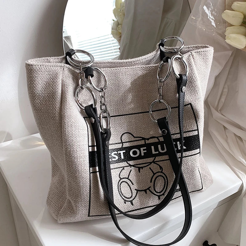 Large-capacity Canvas Handbag for College Students