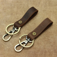 Leather Loop Key Holder Ring Keychains for Men