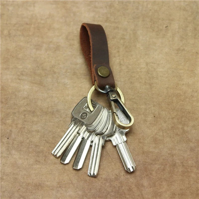 Leather Loop Key Holder Ring Keychains for Men