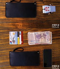 Vintage Leather Long Wallet Bill Bag Full Leather Note Bag Wallet