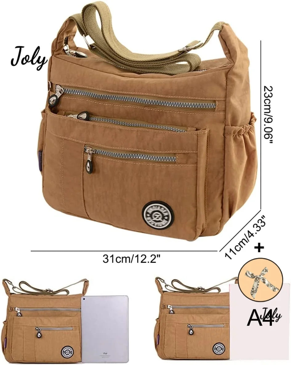 Waterproof Nylon Shoulder Bag for Women Crossbody Messenger Bag