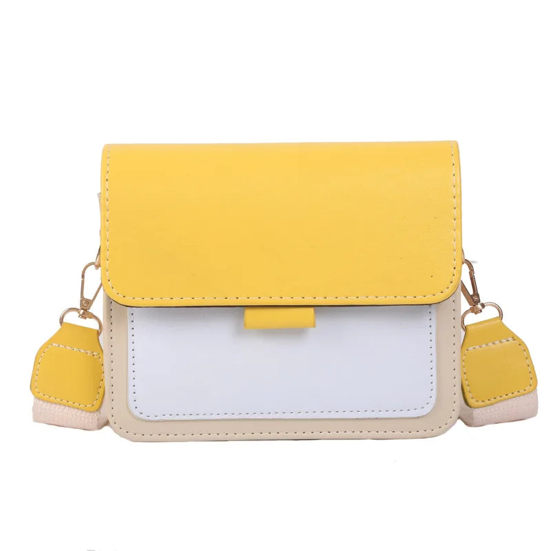 PU Chain Small Square Bag Female Contrast Flap Shoulder Bag