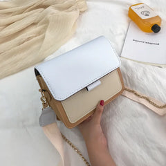 PU Chain Small Square Bag Female Contrast Flap Shoulder Bag