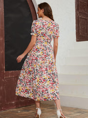 Floral Print Short Sleeve Dress for Spring & Summer