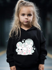 Girls 2-Piece Rabbit Hooded Sweatshirt and Sweatpants Set