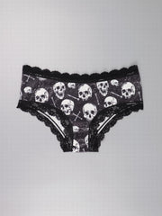 Gothic Lace Hipster Panties Halloween Print Intimates Women's Underwear