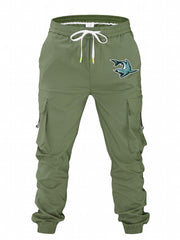 Cartoon Shark Print Cargo Pants Men's Outdoor Joggers