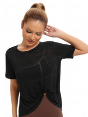 Women's Sports Yoga Short Sleeve Crew Neck T Shirt