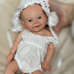 13" Vivienne Girl Reborn Doll Full Body Silicone Open Mouth Lace Hat Dress