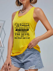 Women's Letter Graphic Tank Top, Round Neck Casual Loose Sports Shirt
