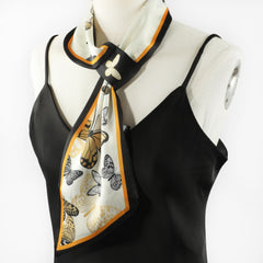 Butterfly Pattern Neck Scarf Silk Feeling Small Scarf