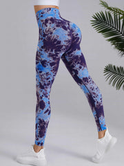 Tie Dye Print Yoga Sports Butt Lifting Leggings Women High Waist Stretch Pants