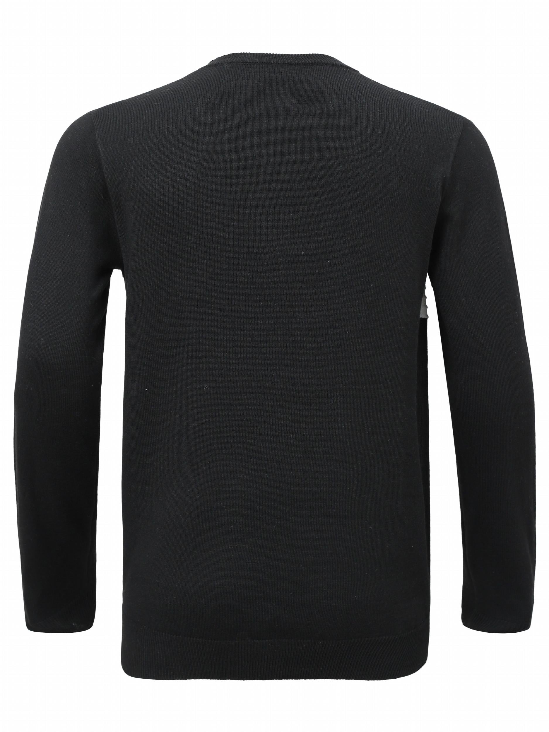Knitted Block Crew Neck Sweater Men's Casual Warm Pullover