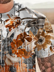 Men's Flower Print T shirt Casual Comfy Stretch Tee