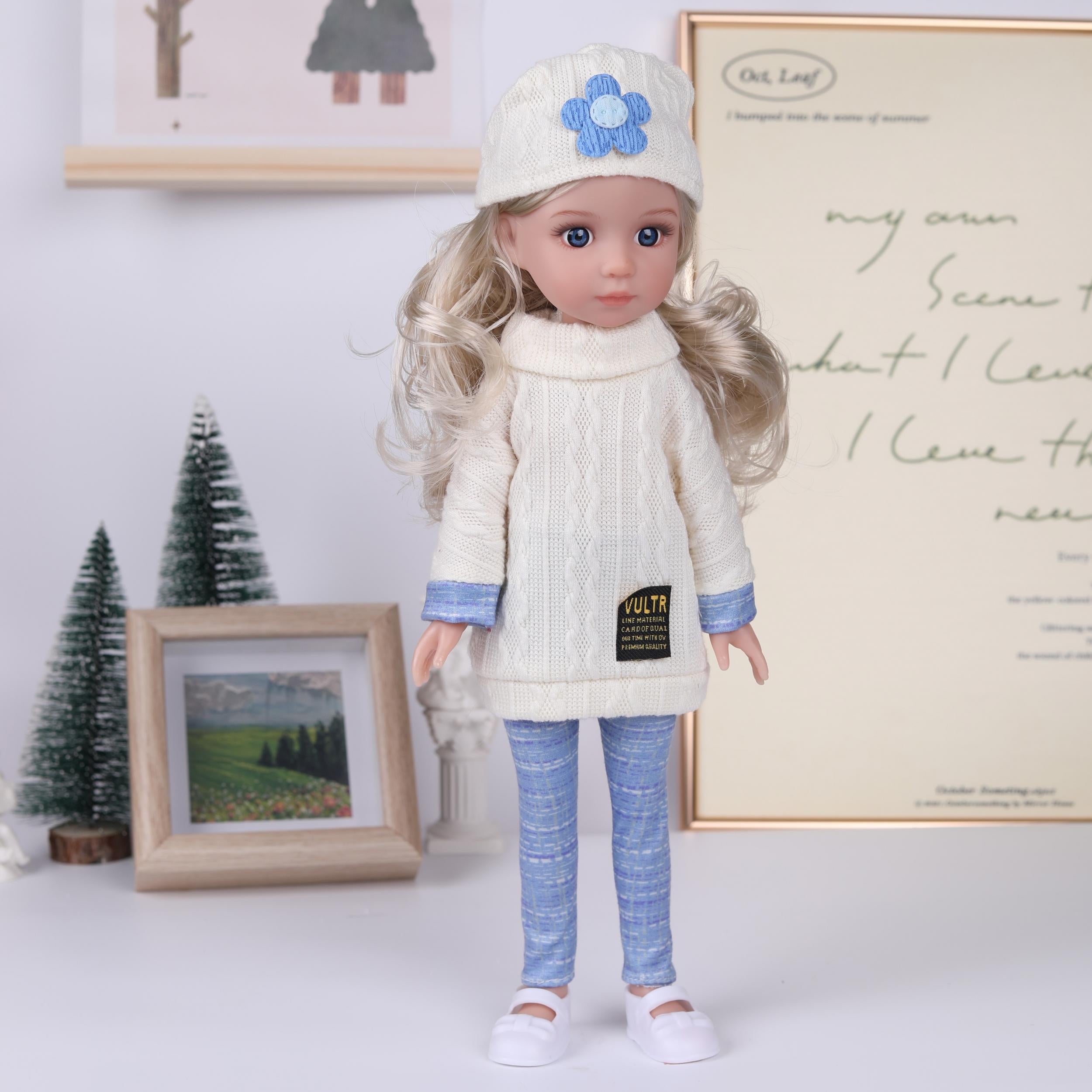 35 Girl Doll Winter Outfit Collectible Toy Christmas Gift Light Brown