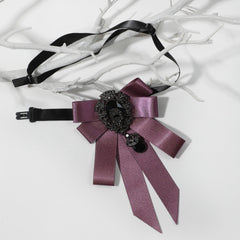 Baroque Style Purple Crystal Pendant Bow Tie