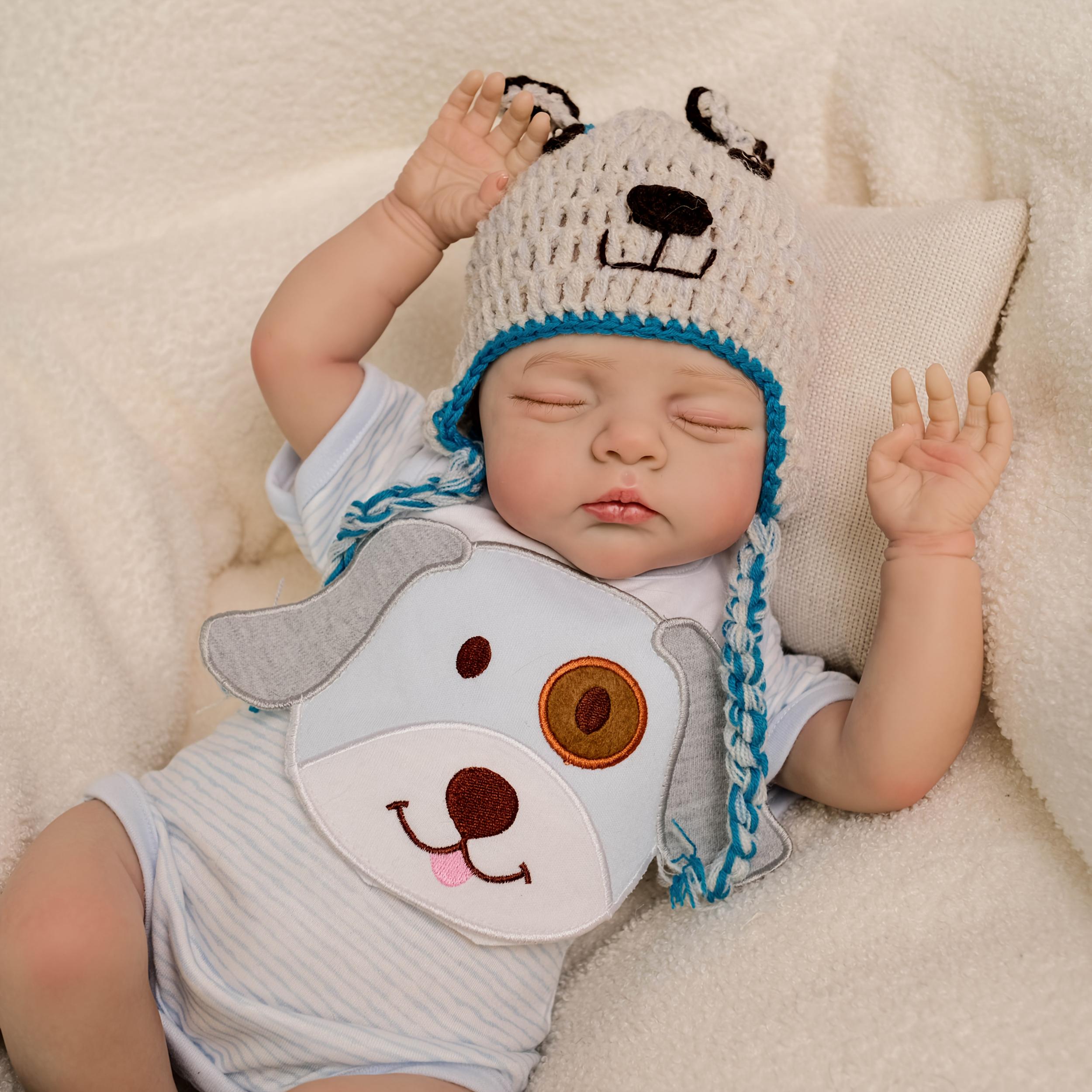17 Inch Reborn Kids Doll with Hand Painted 3D Hair Soft Cloth Body