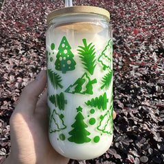 Green Christmas Tree Glass Cup Set - Holiday Gift