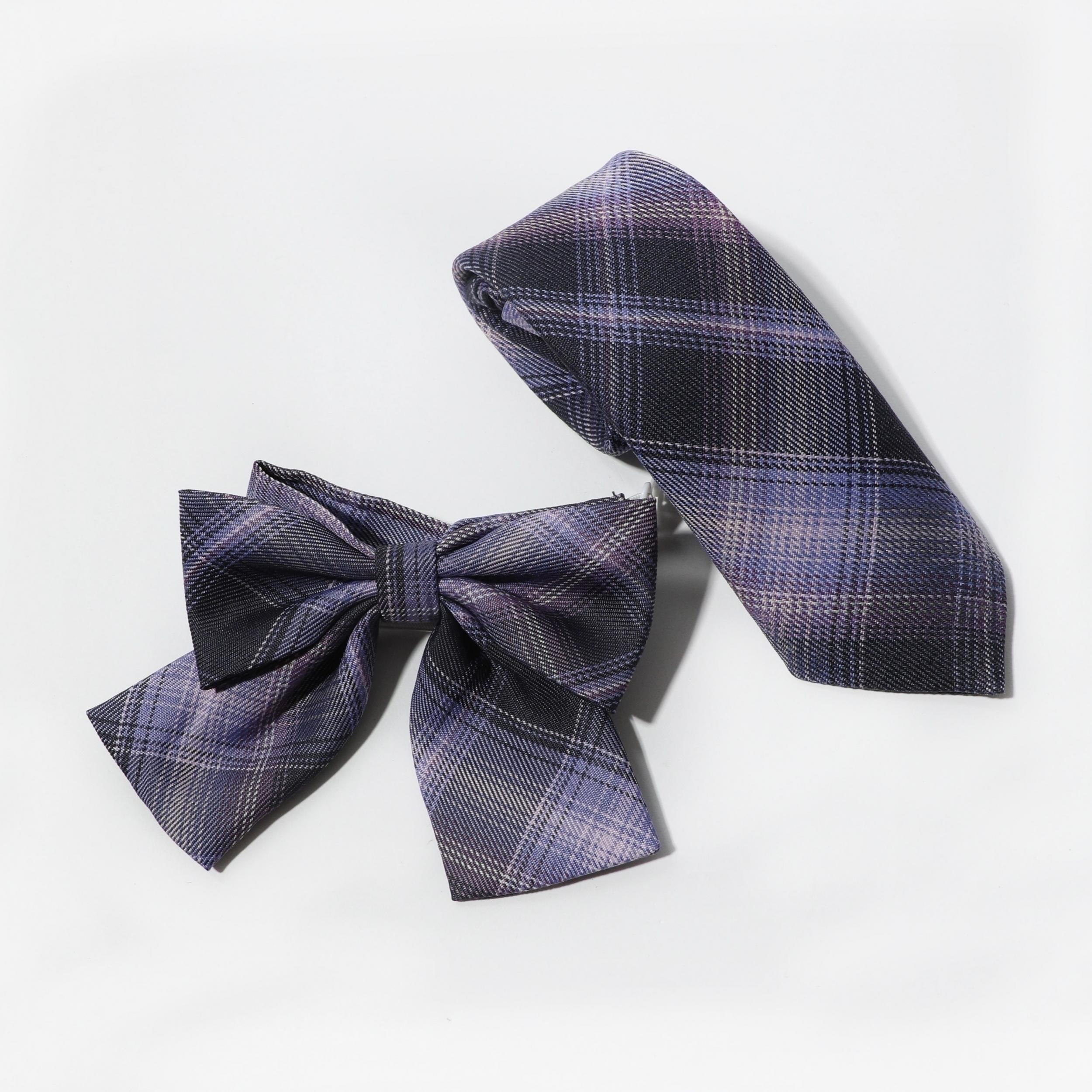 2pcs Purple Plaid Bow Tie Women Casual Neck Tie for Party Prom College Style