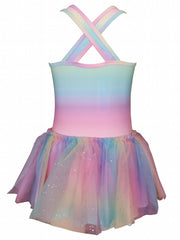 2pcs Gradient Swimsuit Set with Cap for Girls