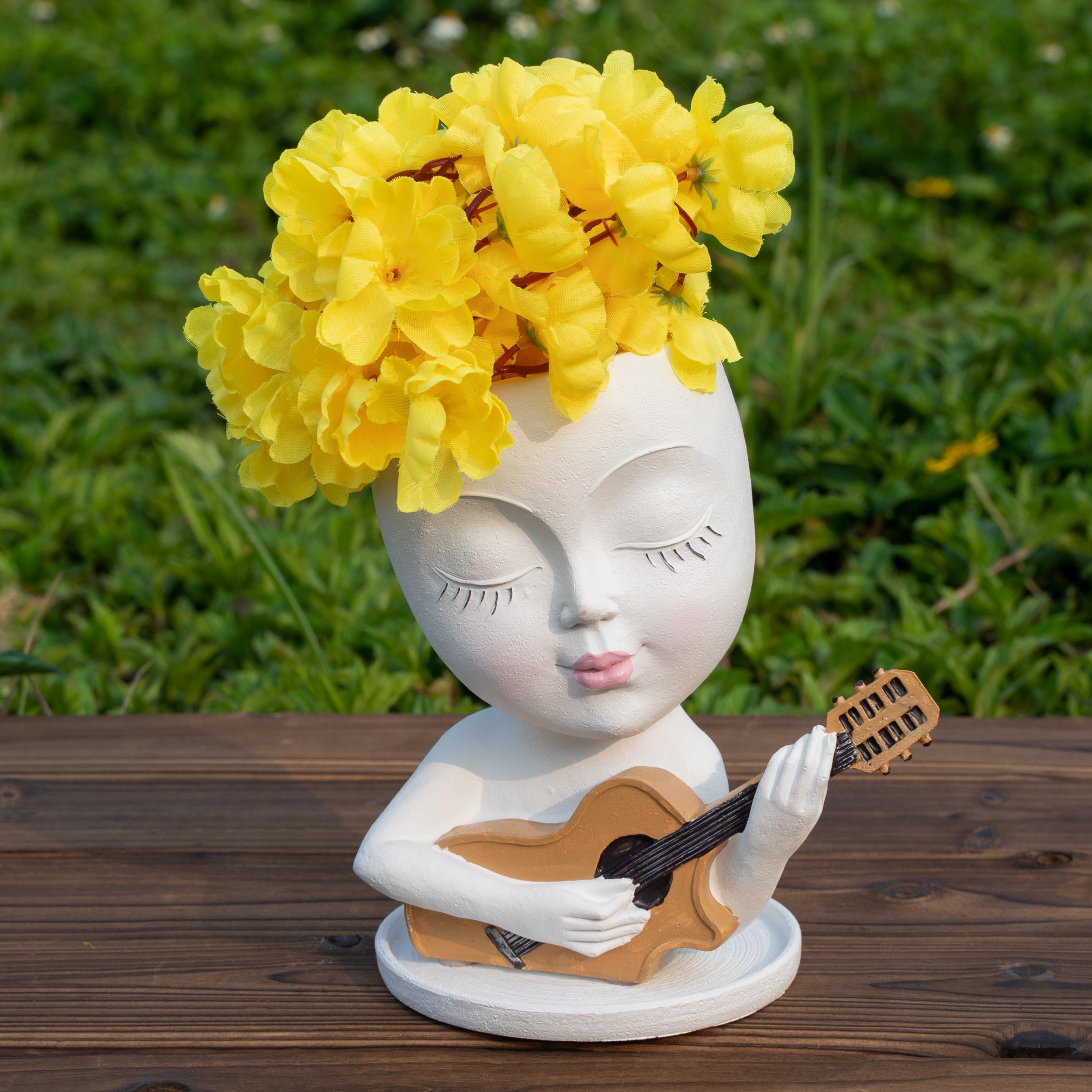 Resin Guitar Vase Kids Room Office Living Decor