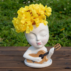 Resin Guitar Vase Kids Room Office Living Decor
