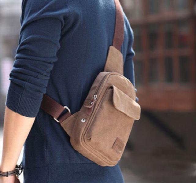 Canvas Waist Packs Travel Chest-Bag Outdoor Satchel Shoulder Bag