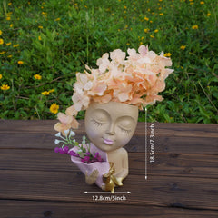 Resin Face Vase With Drain Nursery Room Decor