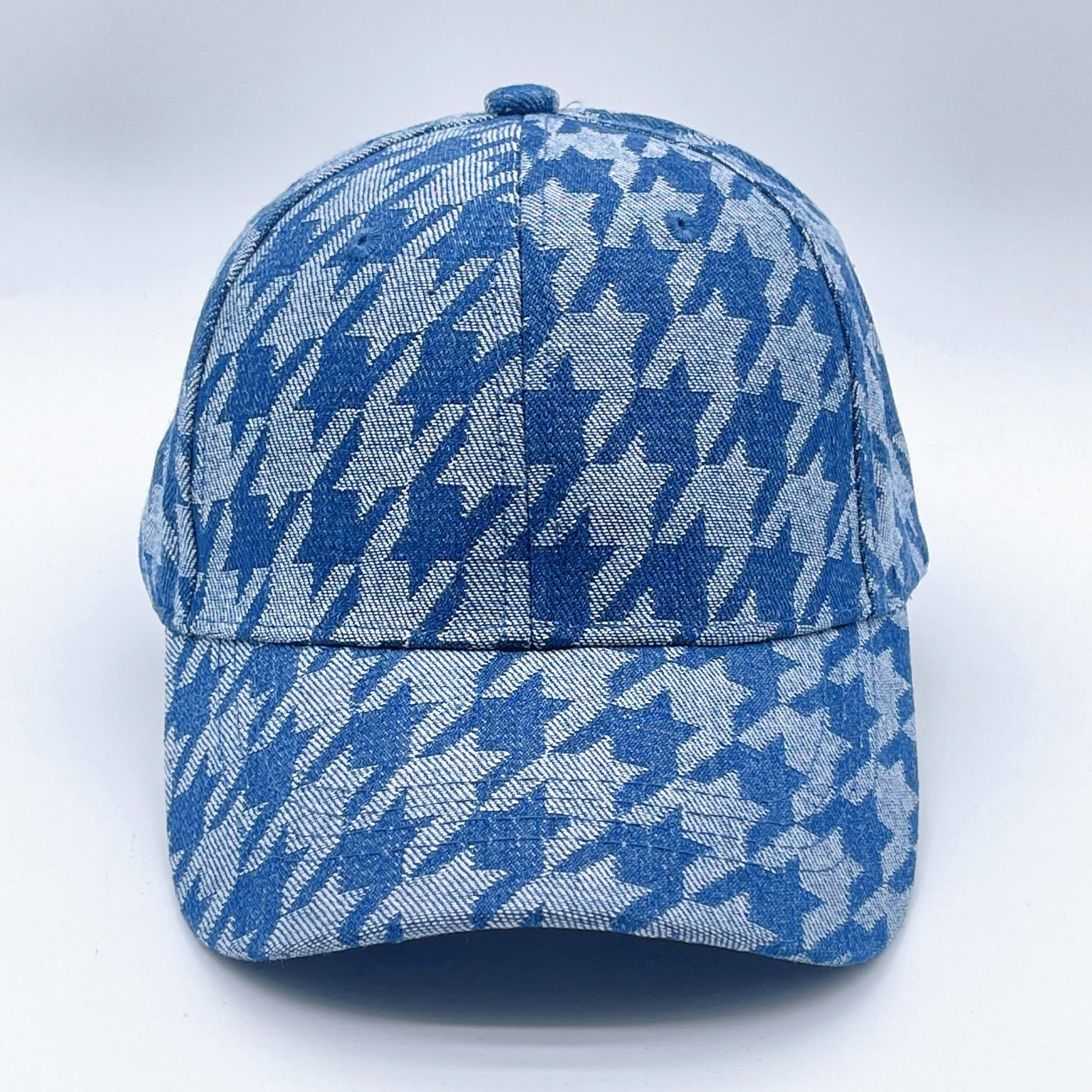 Houndstooth Baseball Cap Distressed Dad Hat Hip Hop Sun Hat