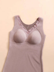 Lace Thermal Underwear V Neck Sleeveless Top