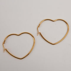 4Pairs Set Y2K Style 18K Golden Plated Heart Hoop Earrings - 4 Sizes