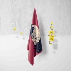 Vintage Skull Print Red Bandana Head Scarf For Women