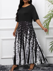 Women's Splash Print Cap Sleeve Dress with Pockets