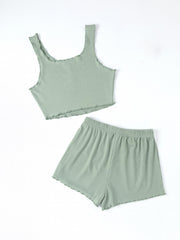Tank Top & Lace Up Shorts Pajama Set