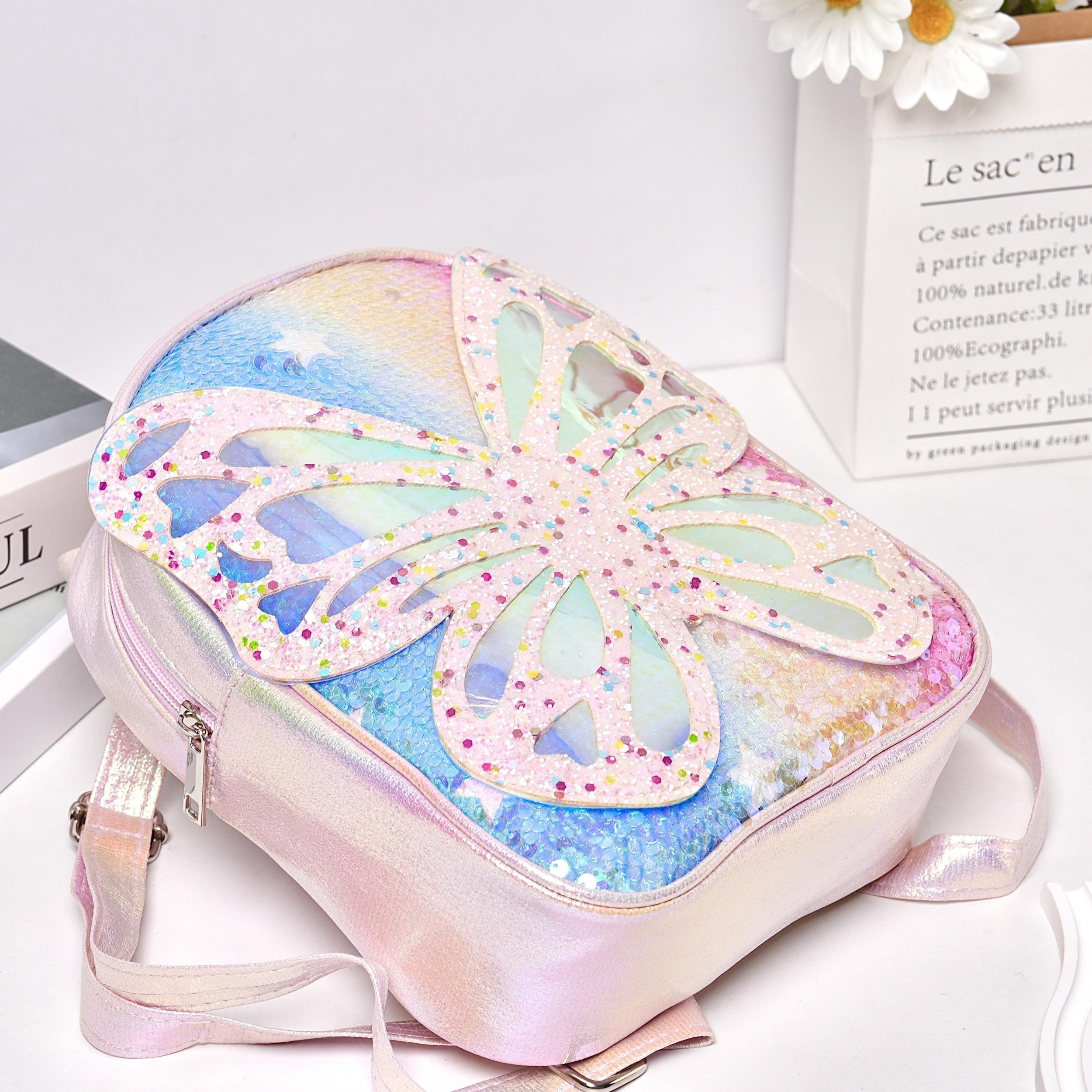 Colorful Sequin Butterfly Backpack for School and Travel