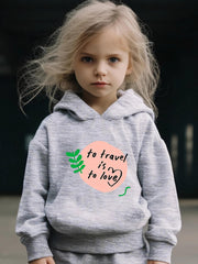 2pcs Leaf Print Outfits Girls Hoodies Jogger Pants Set For Girls Sports