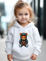 Bear Pattern Hooded Sweatshirt Girls Comfy Hoodies & Sweatpants