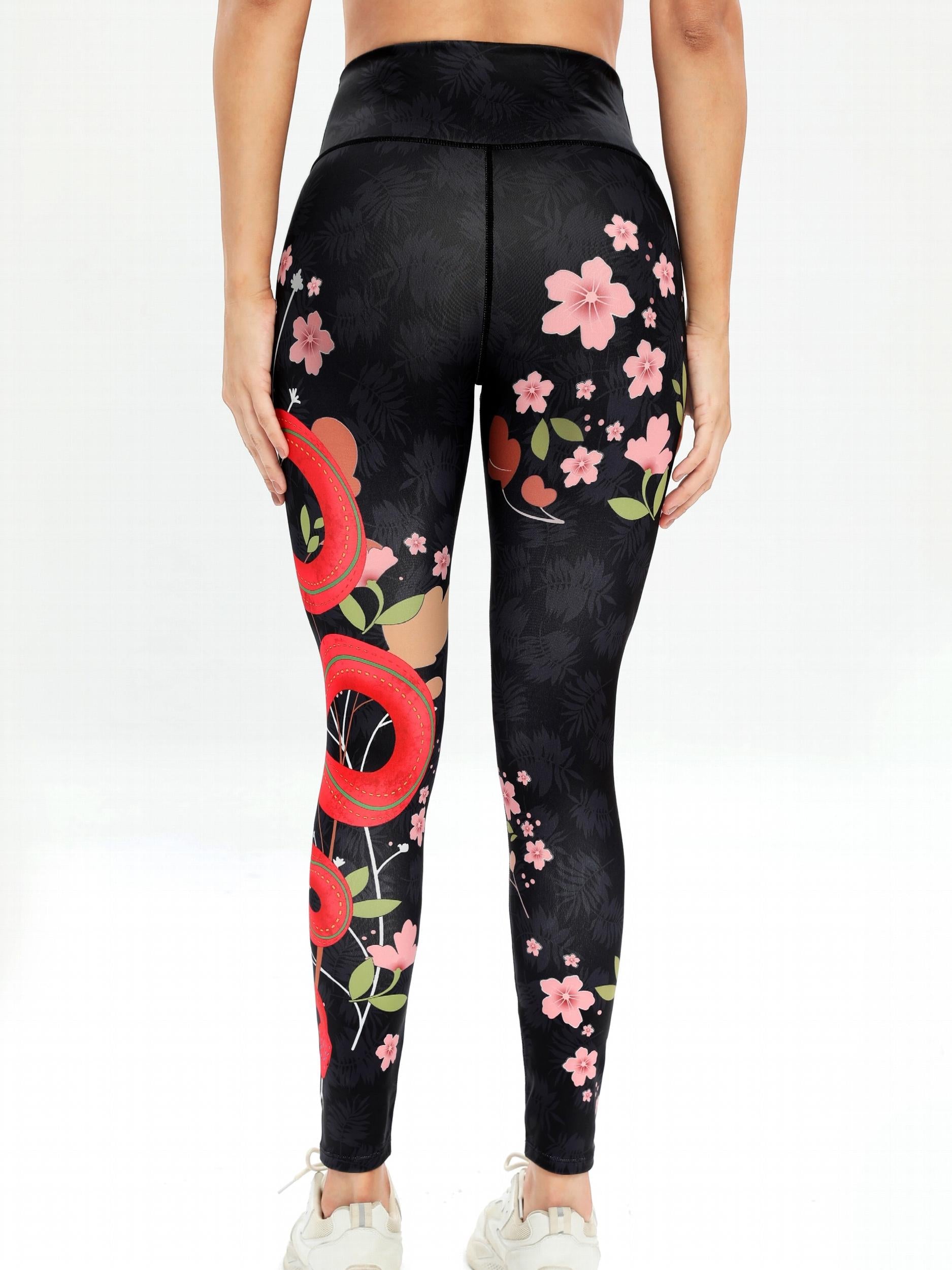 Snake and Flower Print Yoga Pants High Elastic Leggings
