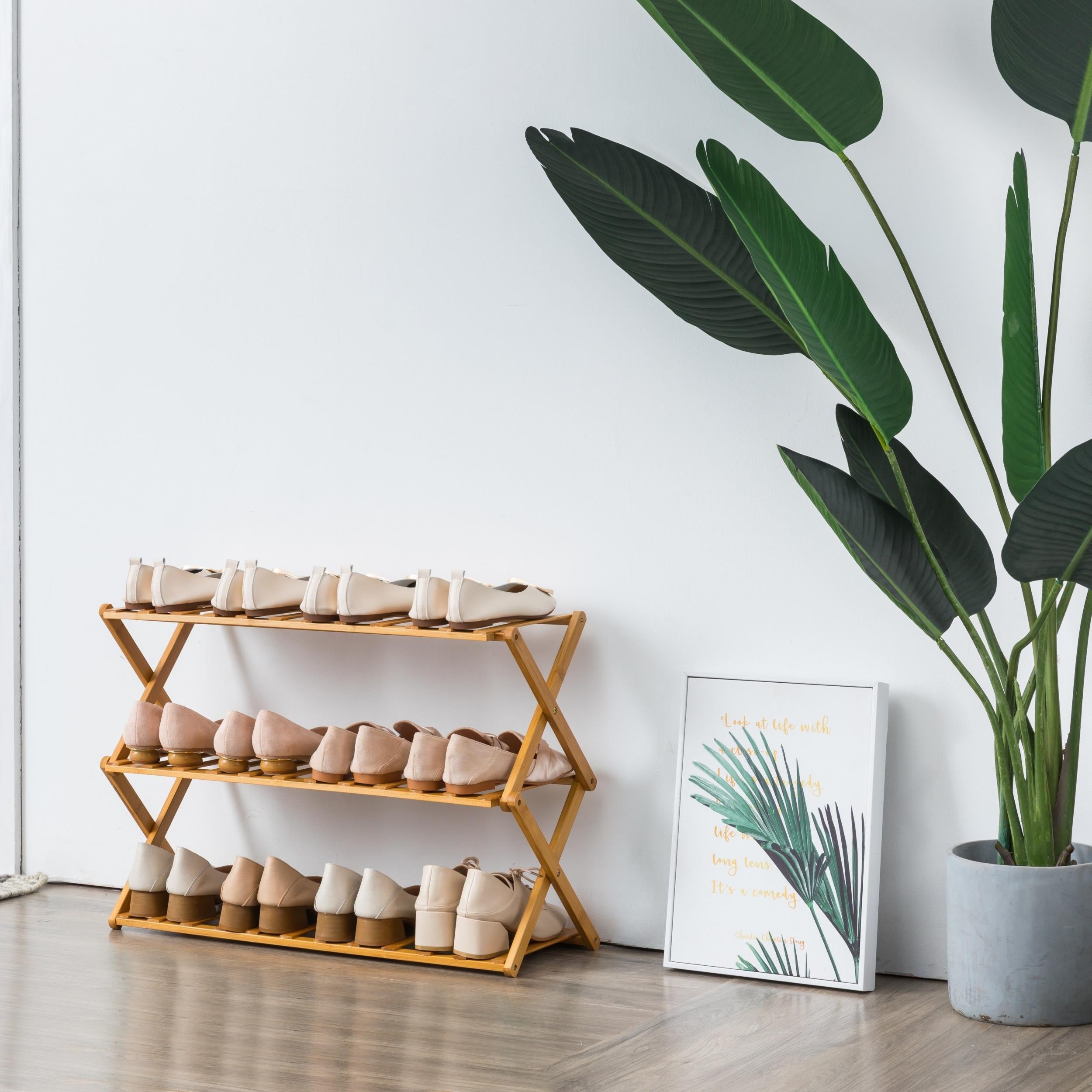 1pc Shoe Rack Shoe Storage Organizer Shelf Indoor Outdoor Flower A