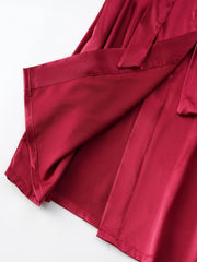 Solid Long Sleeve V Neck Robe With Belt Women's Sleepwear