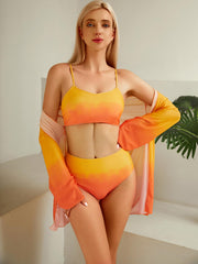 Sunflower Ombre Scoop Neck 3 Piece Swimsuit Women's Swimwear